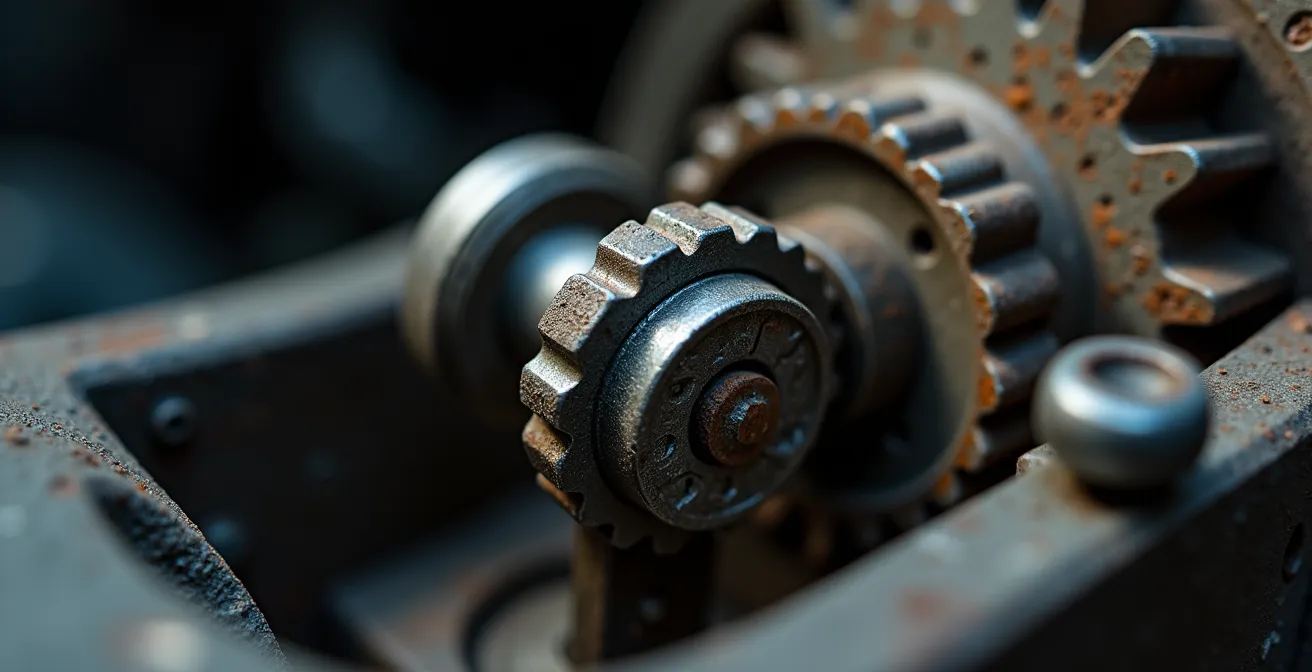 Close-up view of a 4WD gear selector showing the mechanical engagement system