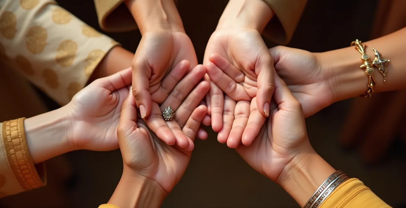 Close-up of diverse hands demonstrating different cultural greeting styles