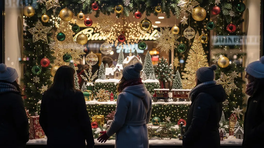 Elaborate Christmas window display at Paris department store