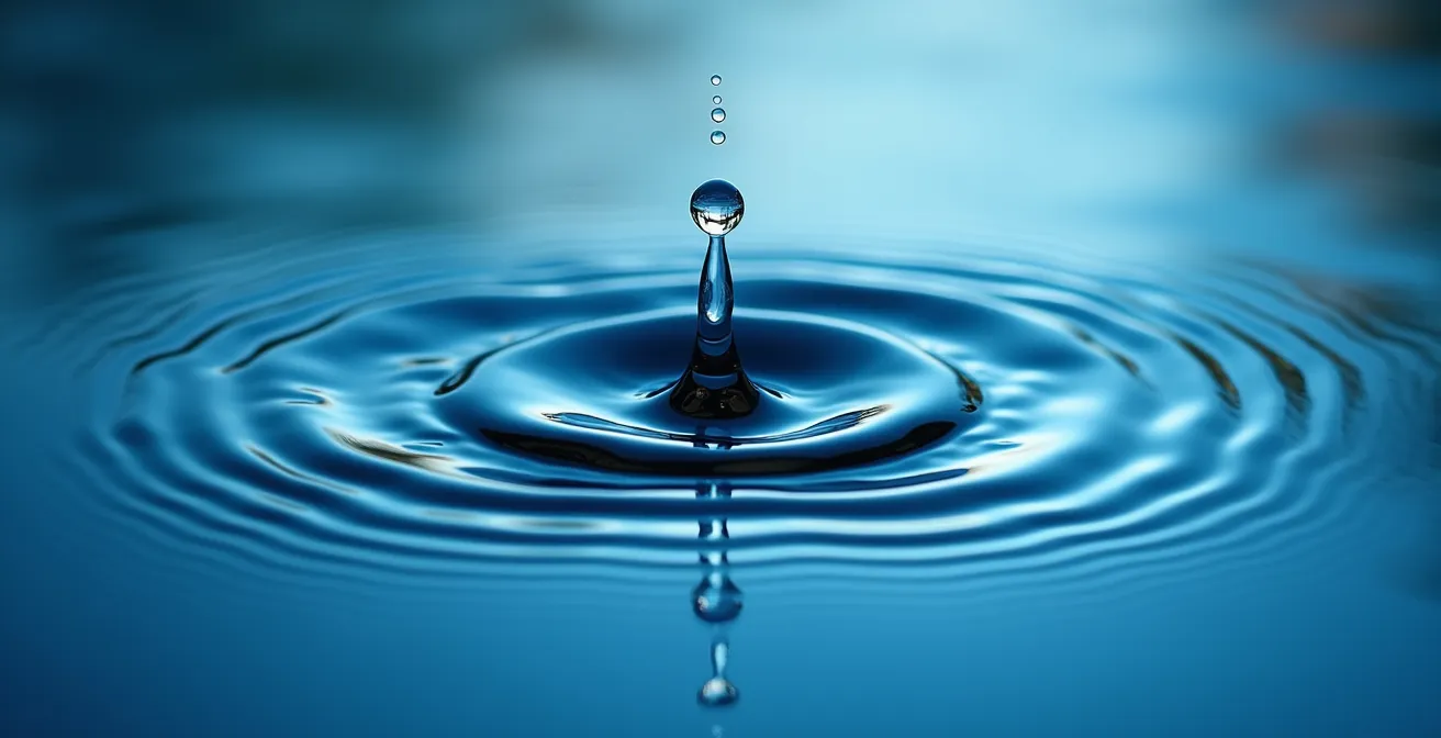 Close-up macro shot of water ripples creating concentric circles