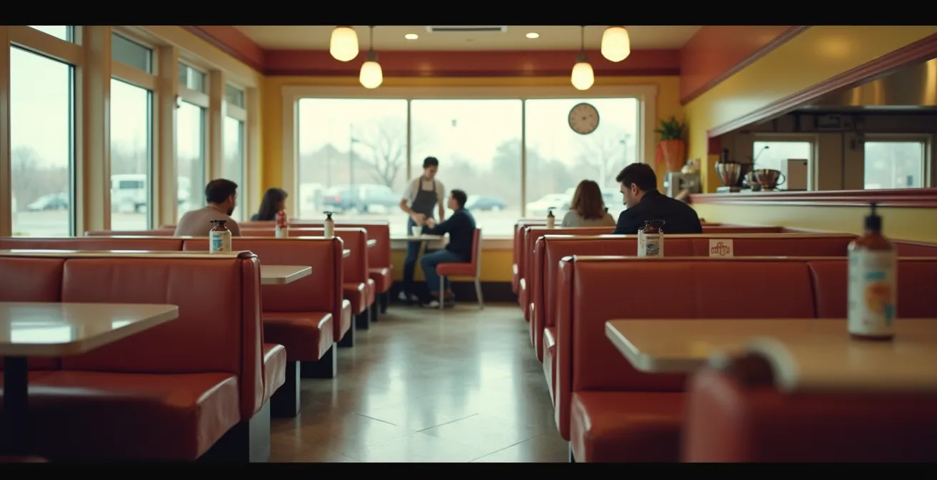 Peaceful local restaurant interior during quiet afternoon hours